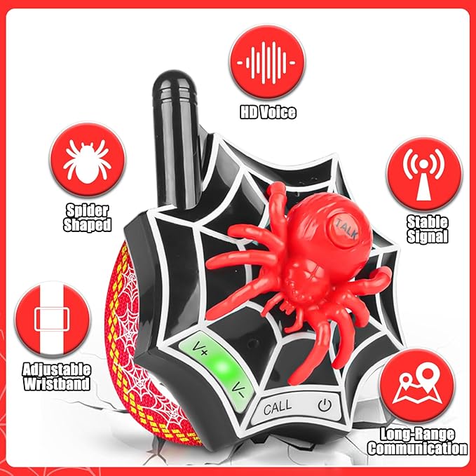 Walkie Talkies for Kids Boys Toys Ages 6-8 Outdoor Girls Toy 3 4 5 6 7 8-12 Year Old Boy Birthday Gift Long Range 2 Way Radio Hiking Camping Games Halloween Christmas Stocking Stuffers 2 Pack