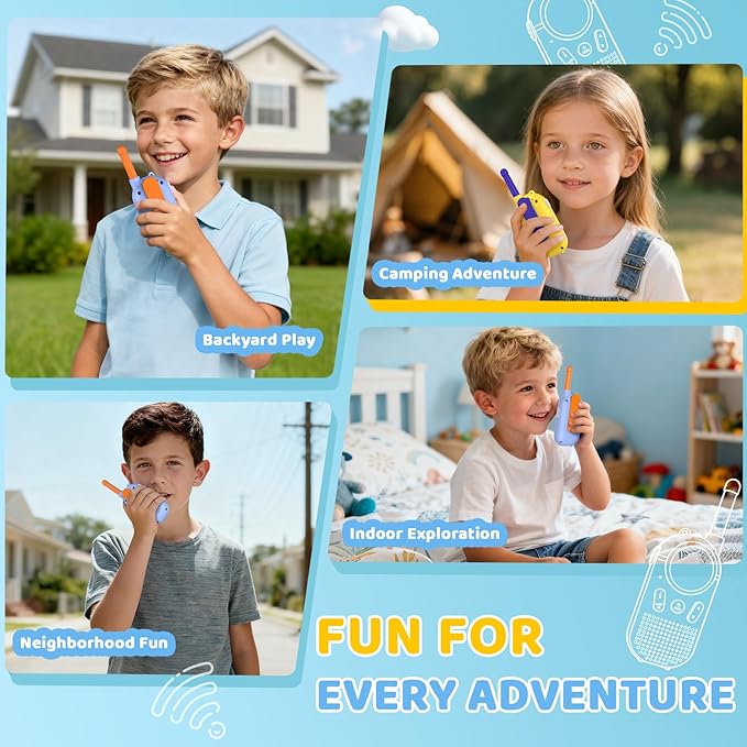 MOICO Toys for 3-12 Year Old Boys Girls,Rechargeable Long Range Walkie Talkies for Kids with 22 Channels,3 4 5 6 7 8 Year Old Kids Gift, Perfect for Outdoor Camping,Hiking,Christmas and Birthday