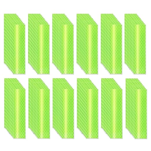 Fluorescent Reflective Stickers 1 inch X 4 inch, Outdoor Waterproof High Visibility Warning Safety Adhesive Reflector (120 Pcs)