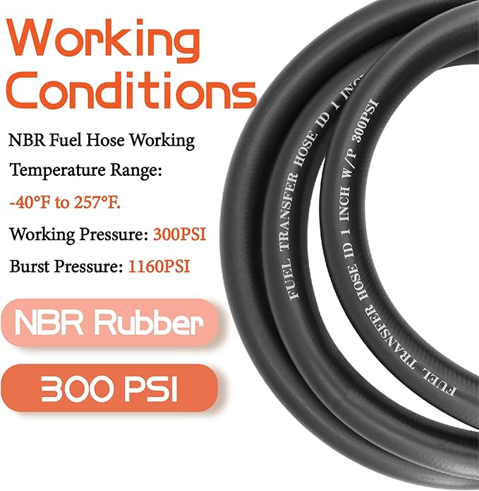 1" Fuel Transfer Hose 10FT,Farm Pump Hose with Male NPT Fittings for Gasoline,Diesel,Biodiesel…