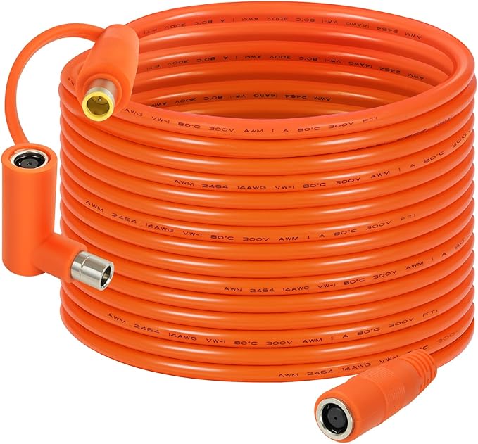8mm DC Extension Cable 30FT – DC7909 Male to Female Solar Cable with DC8020 Adapter, 14AWG Tinned Copper Wire, Waterproof – Works with Most Portable Power Stations and Solar Generators
