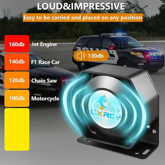 Alarm Horn Siren 12V 200W Car PA System Slim Speaker Sirens [18 Tones] [120-130dB][Wireless Mic] CXRCY Emergency Warning Siren for Vehicles Tow Truck UTV ATV Van Car POV RV