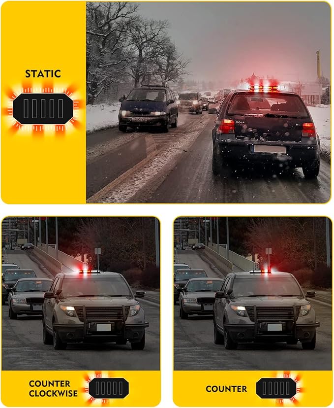 LUMENIX 42 LED Roof Top Strobe Beacon Light Bar Hazard Warning Emergency Flashing Firefighter Lights with Controller for First Responder Vehicles Fire Trucks Snowplow White Red (Patent Design)