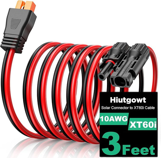 10AWG XT60i Solar Cable 3FT, Solar to XT60i Cable 10 15 20 25 30 40 50FT, Solar Connector to XT60i Connector Solar Cable, XT60i Extension Cable for Portable Power Station - 3FT