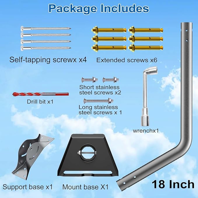 Gen 3 Mount for Starlink, Adjustable Wall /Roof Mounting Kit Compatible with V3 Starlink Standard Dish【Include Aluminum Gen 3 Pipe Adapter】
