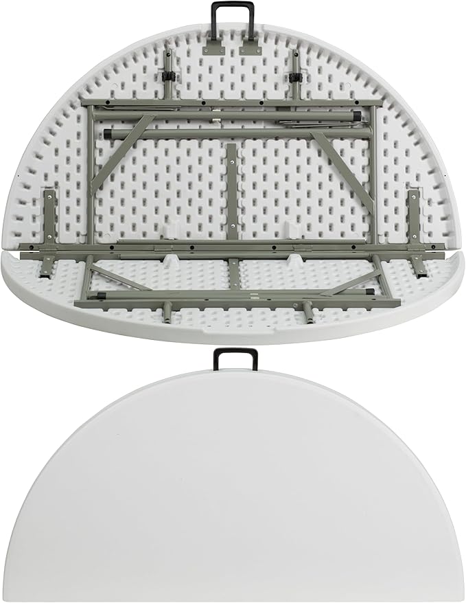 Flash Furniture Freeman 4' Round Plastic Folding Table with Carrying Handle, Plastic Foldable Table for Indoor/Outdoor Events, White