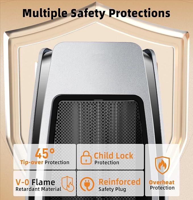 Infrared Space Heaters for Indoor Use, 1500W Electric & Portable Room Heaters with Thermostat, 4 Modes, 24H Timer, 70° Oscillating Electric Space Heater with Remote, Safe for Large Room Use