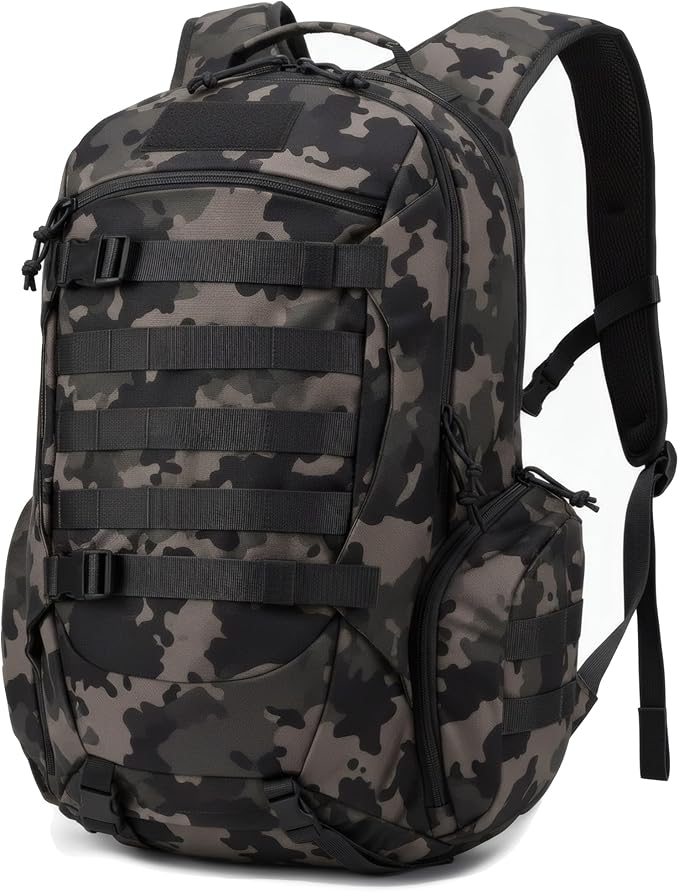 35L Tactical Backpack for Men, MOLLE Military Bug Out Bag, Waterproof Rucksack for Hiking with Hydration Port Balck CP