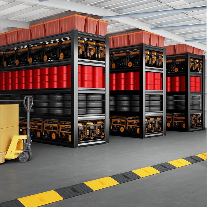 5-Tier Storage Shelves, 68" W Garage Shelving Heavy Duty Metal Adjustable Garage Shelves, Shelving Units Industrial Shelving for Warehouse, 68" W x 20" D x 84" H,Black