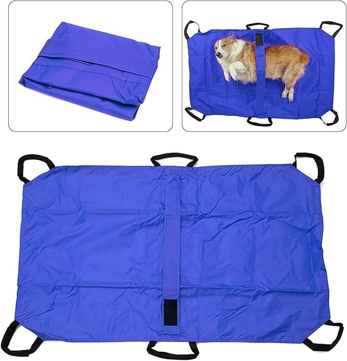 Transport Stretcher for Dogs, Pet Folding Stretcher Emergency Animal Carrier with Safety Strap Max 132 Pound Weight Animal Stretcher for Dogs (Blue)