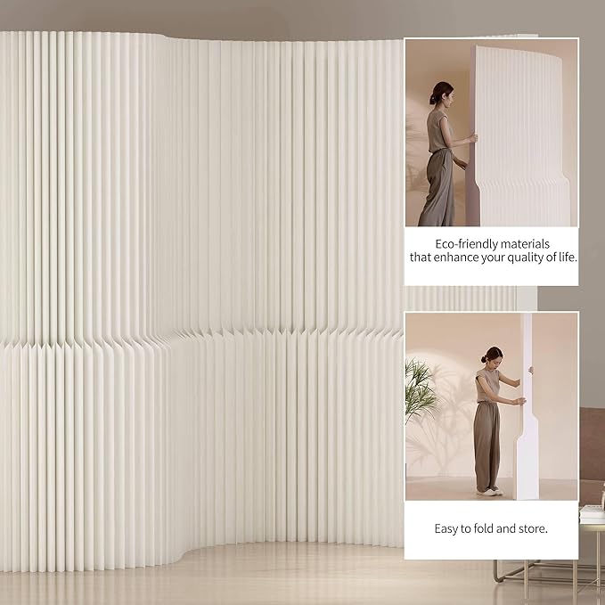 Foldable Room Divider Privacy Screens Movable Temporary Wall Space Partition, 5.25~9.19 FT Tall, 6.56~16.4 FT Width, Choice of Various Sizes and Styles