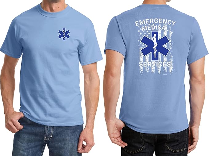 Buy Cool Shirts Emergency Medical Services EMS Flag T-Shirt Front and Back