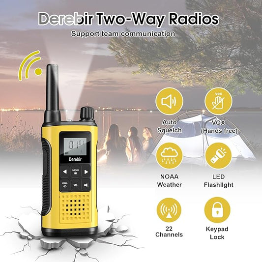 Walkie Talkies Long Range for Adults-2 Pack Rechargeable Walkie Talkies 22 FRS Channels 2-Way Radios with NOAA Weather Alert,VOX,Flashlight and 1500mAh Li-ion Battery for Family Camping Hiking