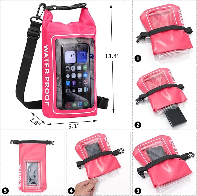 154 Pieces Waterproof Boat First Aid Kit Dry Bag with Cell Phone Bug Out Bags Pouch Roll Top Boat Emergency Kit 2-in-1 for Camping Fishing Kayaking Swimming Rafting