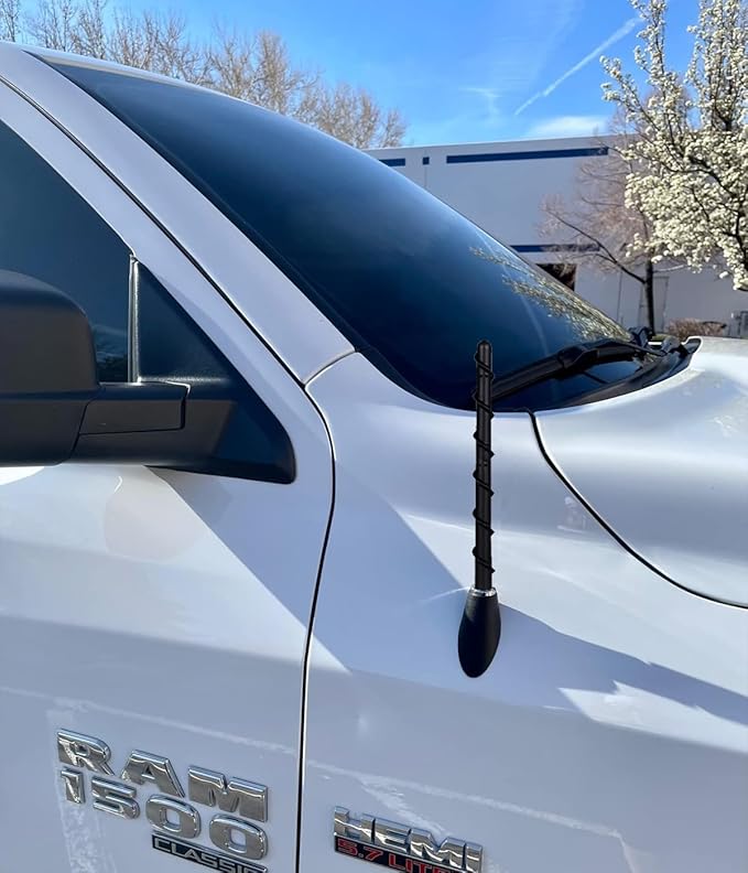 Short Antenna fits for Dodge Ram 1500 1990-2025 & Ford F150 1990-2025, 7 inches Spiril Rubber Antenna Replacement for Dodge RAM Radio Accessories Enhanced Reception