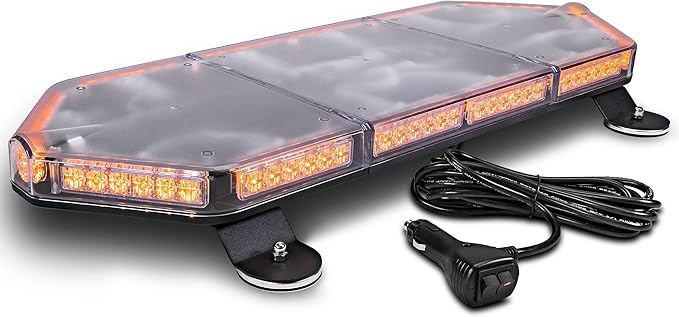 LAMPHUS NanoFlare NFMB80 26" 12V 80W Amber LED Strobe Mini Light Bar [Magnet/Permanent Mount] Yellow Rooftop Rotating Safety Flashing Emergency Warning Beacon Lightbar for Truck Vehicles