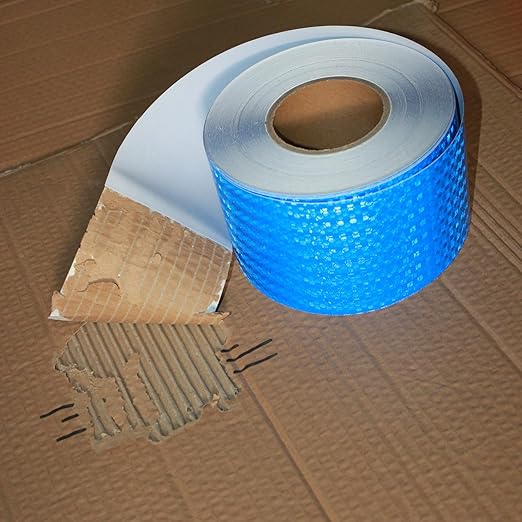Industrial Reflective Tape Blue 4 inch Wide, Outdoor Waterproof Hazard Conspicuity Safety Marking Tape (166 feet)