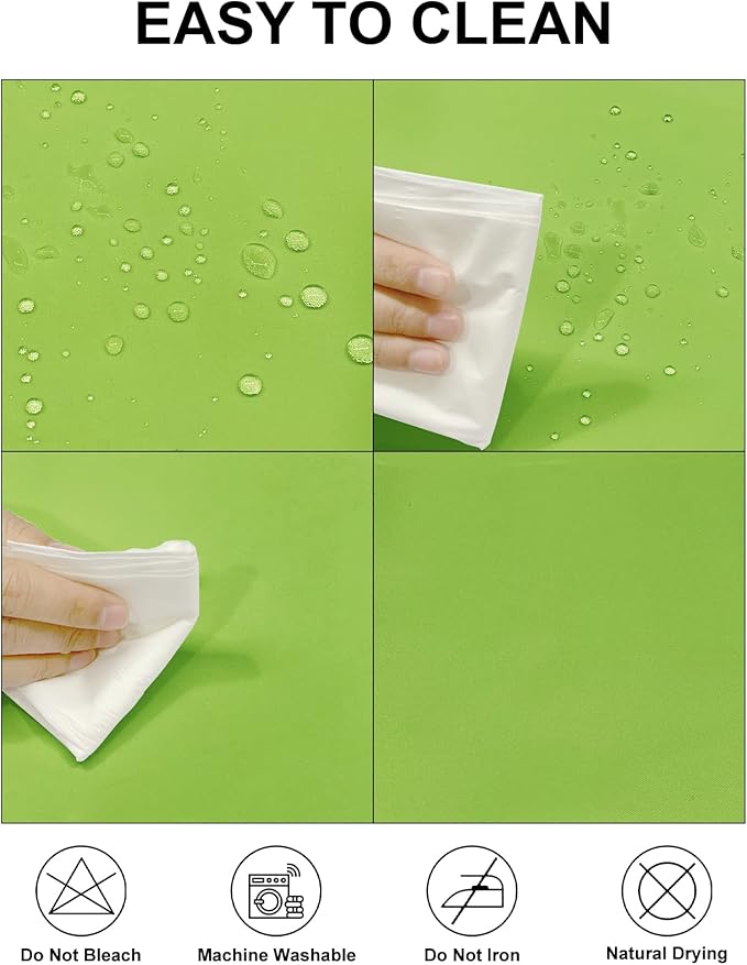 Fokitut 2 Pack Waterproof Round Tablecloth, 132 Inch, Stain Resistant and Wrinkle Polyester Table Cloth, Fabric Table Cover for Kitchen Dining, Wedding, Party, Holiday Dinner-Apple Green