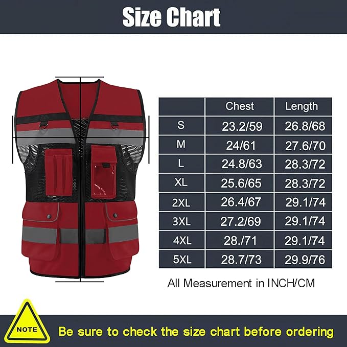 Safety Vest High Visibility Reflective Construction Vest for Men Women