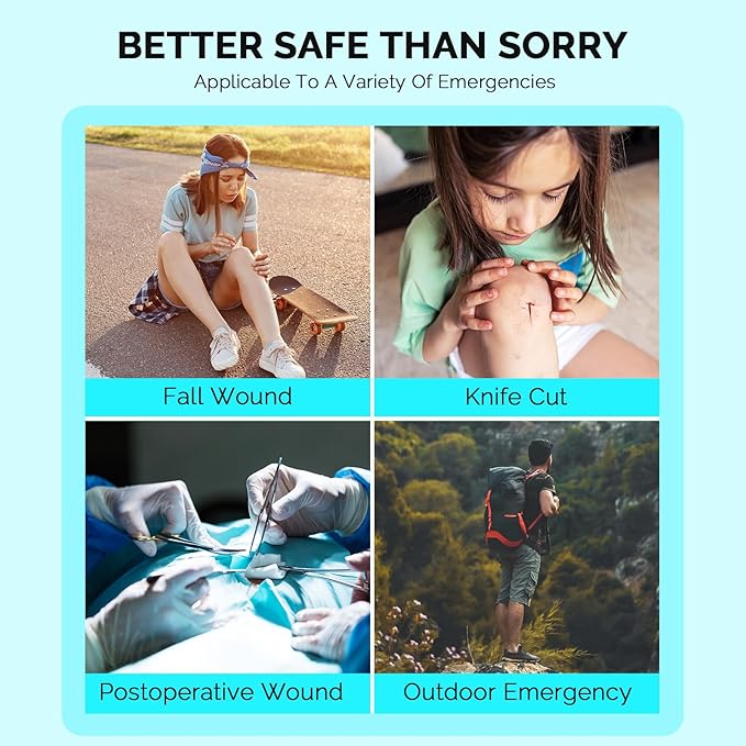 Zip Stitch Sutures Butterfly Bandaids 4 Pcs Zip Stitches for Wounds Care Laceration Closure Kit Zipstitch Bandages Quick Clot Emergency Zipstitch Wound Closure Device