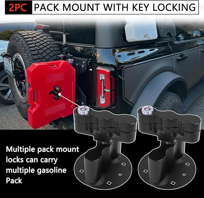 RX-LOX-PM Pack Mount Lock with Keys Fit for Rotopax Standard Gallon Fuel Pack, Water Container, Gas Can Mounts, Storage Box - with Same Keys Convenience and Avoidance of Loss (2 Pack)