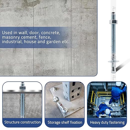 3/8" x 4-1/2" Wedge Anchor, for Cement and Concrete only, zinc-Plated Carbon Steel Screws and lag Bolts （ 50 pcs