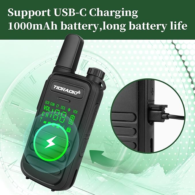TIDRADIO TD-M11 Waterproof Walkie Talkies for Adults,Wireless Programming,Emergency NOAA Weather Radio,Frequency Copy,Long Range Two Way Radios with 6 Way Gang Charger,for School Church Business-6Pack