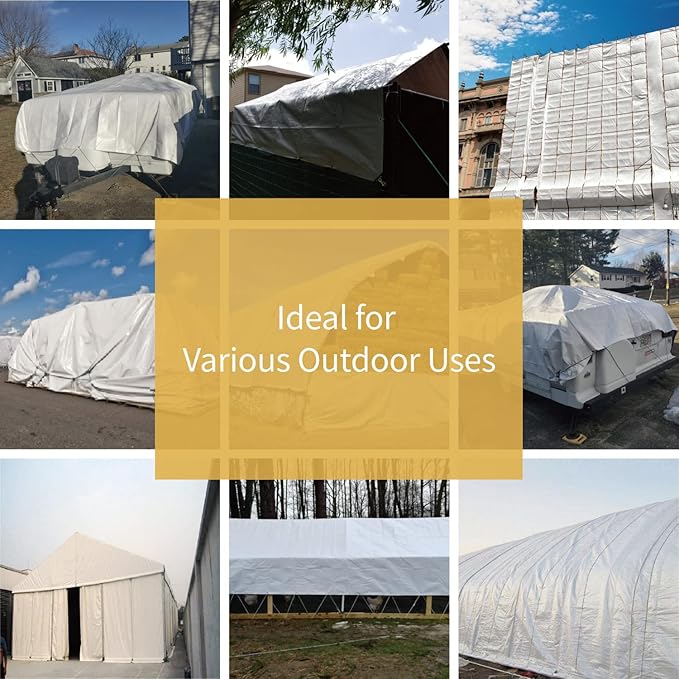 GUARD SHIELD White Tarp 20x30 Feet Medium Duty All Purpose Poly Tarps Cover 7mil
