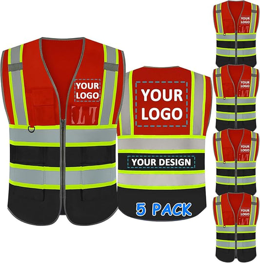 BeautyWill Custom Logo Safety Vest Class 2 High Visibility Reflective Vest for Men - Personalized Logo Team Vest
