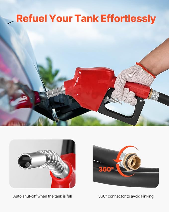 VEVOR Portable Diesel Tank, 58 Gallon Capacity & 10 GPM Flow Rate, Fuel Tank with 12V Electric Transfer Pump and 13.1ft Rubber Hose, PE Diesel Transfer Tanks for Easy Fuel Transportation, Grey