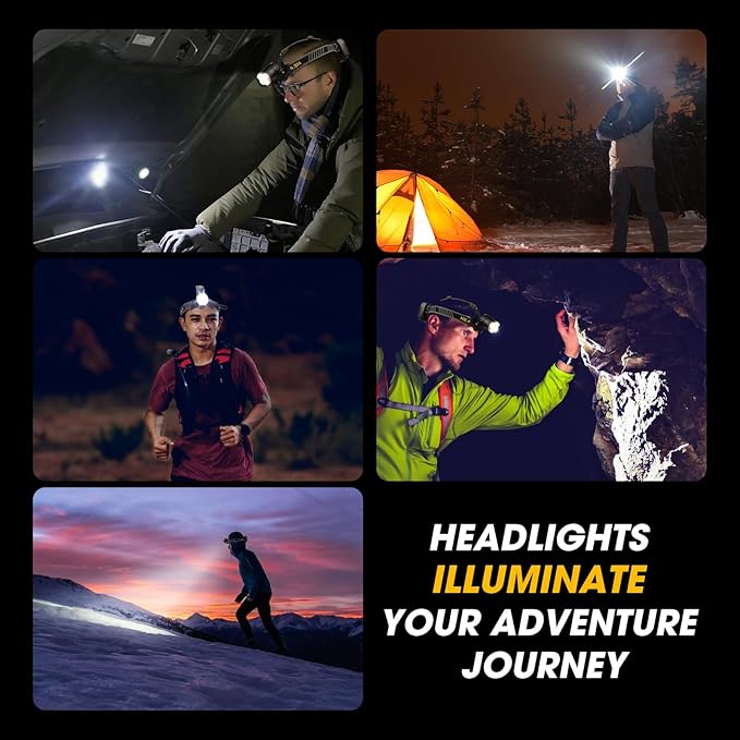 1,000,000 LM Rechargeable Headlamp, 90° Adjustable Head Lights for Forehead, Headlamps for Adults Rechargeable, IP68 Waterproof Head Lamp for Hunters for Outdoor Camping, Hunting, Running