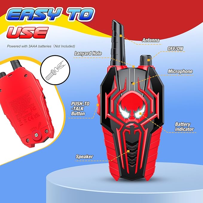 Walkie Talkies for Kids Ages 3-8: Cool Toys Gifts for 3 4 5 6 7 8 9 10 Year Old Boys Kid Outdoor Camping 2 Way Radio Toy Brithday Gift for Grandkids Boy Age 3-4 4-6 5-7 Toddler Walkie Talkies