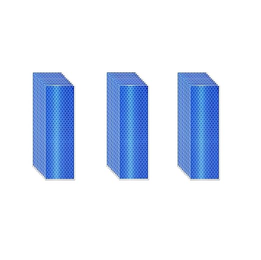 Blue Reflective Stickers 2 inch X 6 inch, Outdoor Waterproof High Visibility Warning Safety Adhesive Reflector Tape (30 Pcs)