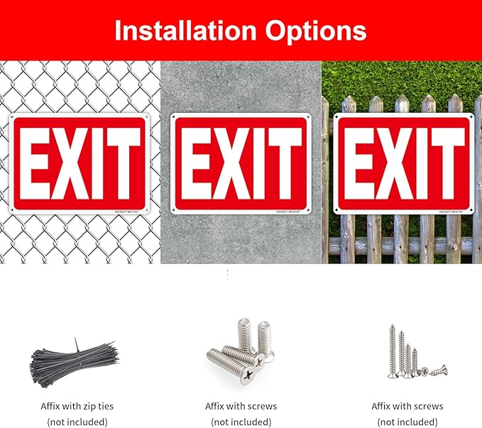 Exit Sign, 2 Pack 10x7 Inches Aluminum Exit Signs, Reflective, UV Protected, Durable, Weatherproof, Easy to Install, Indoor/Outdoor Use