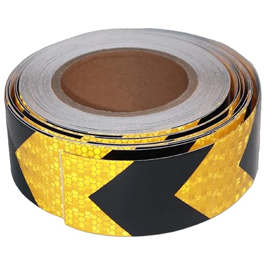 Reflective Tape Yellow Black 2 inch Wide for Cars, Outdoor Waterproof High Visibility Safety Warning Adhesive Strips (66 feet)