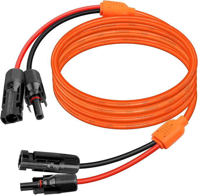 XRDS -RF Solar Extension Cable 5FT, 14AWG Tinned Copper with Solar Panel Connectors, 10AWG Red & Black Branch Wires, Heavy Duty Outdoor Power Cord for RV, Inverter, Generator, Off-Grid System