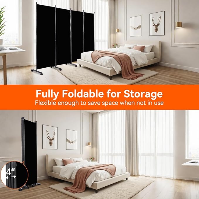 Room Divider 22''W Wall Divider for Room Partition (Heavy Duty Base) 1 Panel Partition Room Dividers, Freestanding Room Divider Screen Separation W/Wheels Folding Privacy Screen Panel Space Separator
