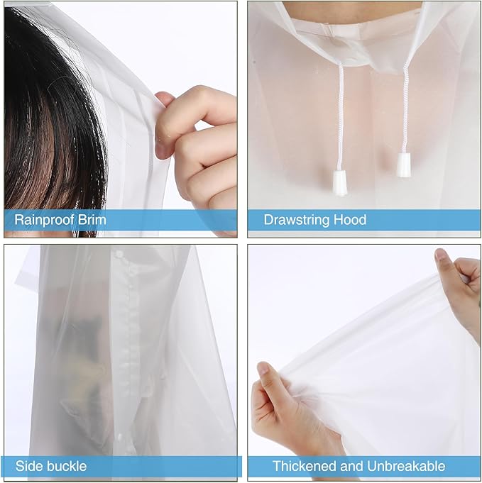 Zhehao 20 Pcs Rain Ponchos for Adult Reusable Waterproof Plastic Rain Coat