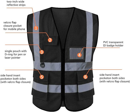 Tydon Guardian Reflective Safety Vest for Women Men High Visibility Security With Pocket Zipper Front Meet ANSI/ISEA Standard