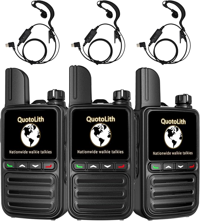 Long Range Walkie Talkies - Unlimited Nationwide Two-Way Radios with Free Lifetime SIM Card,4G PoC for Construction/Fleet Dispatch/Family Emergencies (Black (Includes Headphones) 3)