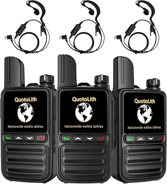 Long Range Walkie Talkies - Unlimited Nationwide Two-Way Radios with Free Lifetime SIM Card,4G PoC for Construction/Fleet Dispatch/Family Emergencies (Black (Includes Headphones) 3)