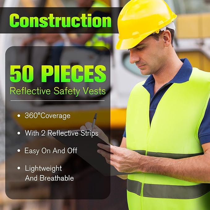 JaGely High Visibility Safety Vest Bulk Reflective Mesh Security Vest for Men Women Work Cycling Runner Neon