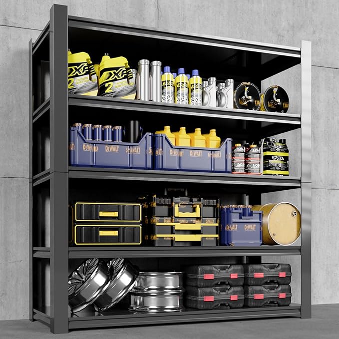 Garage Shelf,Heavy Duty Storage Rack Load 3000lb,5-Tier Metal Garage Shelving for Kitchen,Basement,24" D x 47" W x 84" H