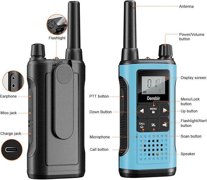 Walkie Talkies Long Range for Adults-2 Pack Rechargeable Walkie Talkies 22 FRS Channels 2-Way Radios with NOAA Weather Alert,VOX,Flashlight and 1500mAh Li-ion Battery for Family Camping Hiking