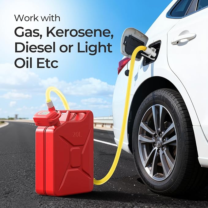 Automatic Fuel Transfer Pump, Fast 3.2 GPM Flow Gas Transfer Pump with Auto Stop Sensor Fuel Gas Can Pump, Rechargeable Lithium-Ion Battery Gas Pump, Red