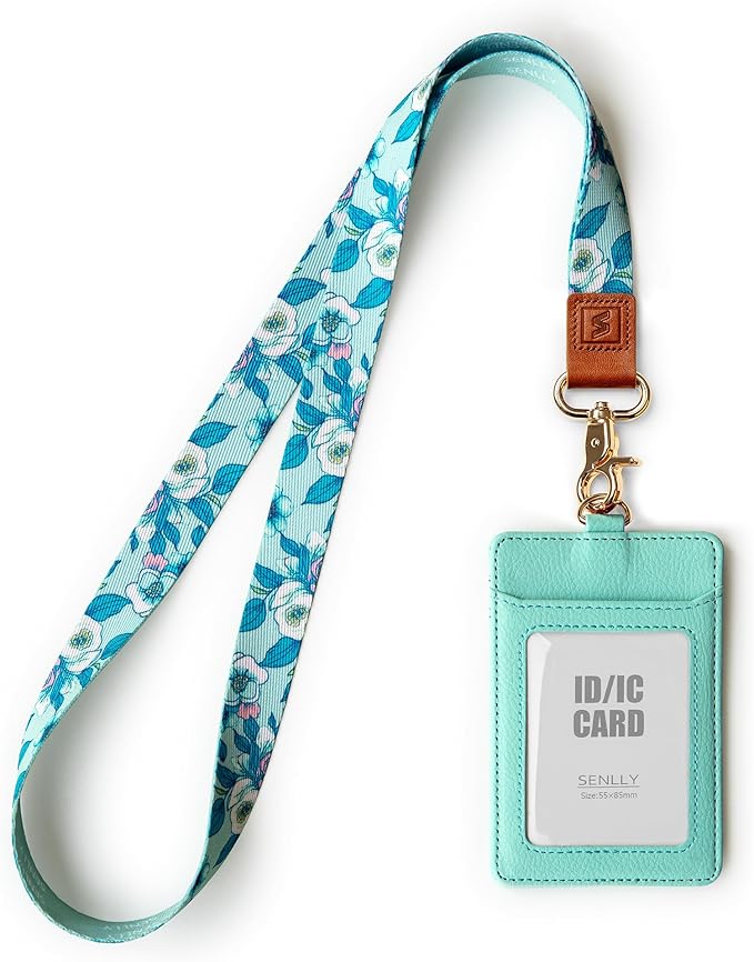 SENLLY ID Badge Holder Gift with Cute Neck Lanyard Strap, 2 Card Slots and 1 Clear ID Window, for Women and Men
