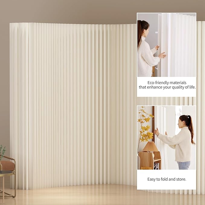 Foldable Room Divider Privacy Screens Movable Temporary Wall Space Partition, 5.25~9.19 FT Tall, 6.56~16.4 FT Width, Choice of Various Sizes and Styles
