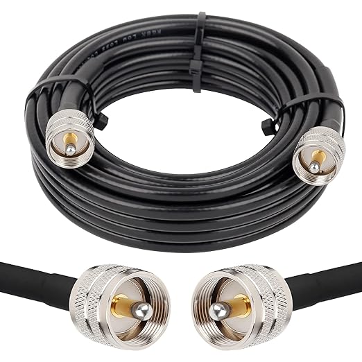 RG8x Coaxial Cable 25ft,CB Coax Cable 50 Ohm,UHF PL259 Male to Male Low Loss CB Antenna Extension for HAM Radio,VHF Radio,SWR Meter,Dummy Load,Antenna Analyzer