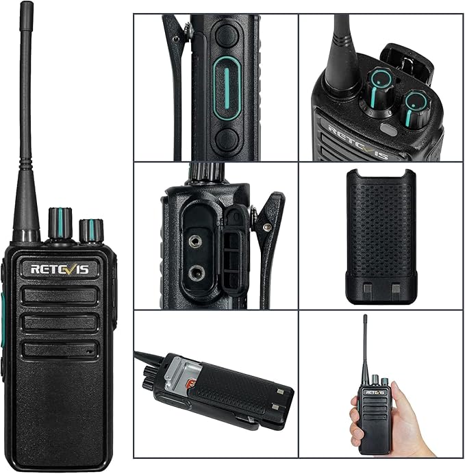 Retevis RB29 2 Way Radio Long Range,Two Way Radios with Waterproof Shoulder Mic,USB Charging Base,Rugged Walkie Talkies Rechargeable for Business Worksite Construction Site Industrial(4 Pack)