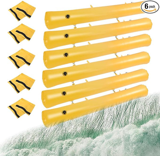 6 Pack PVC Flood Barriers Bags, 72 x 14 Inch Inflatable Flood Barriers for Home Water Barrier Bag Reusable Flood Prevention Barriers Sandbag Alternative for Home Outdoor Flood